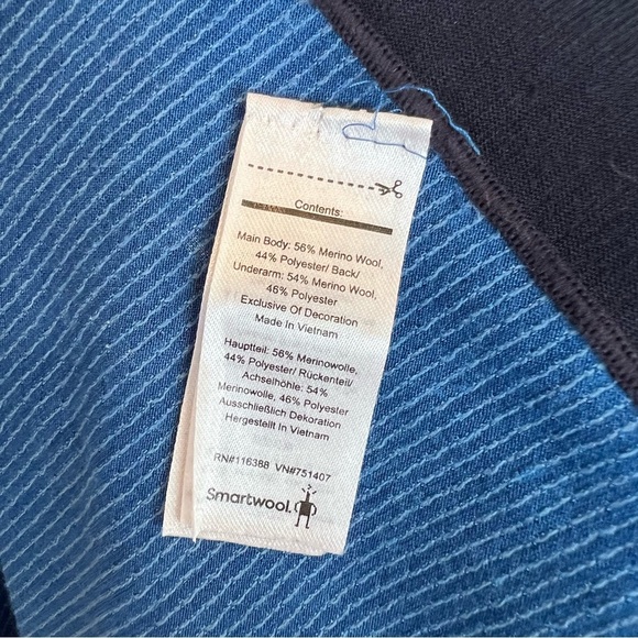 Smartwool Men’s 1/4 Zip Merino Sport Long Sleeve Baselayer Shirt Blue Medium - Picture 5 of 5